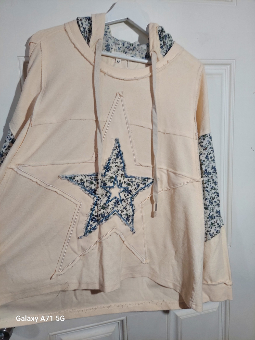 POL Star Floral Patchwork Boho Cottagecore Hoodie Size M